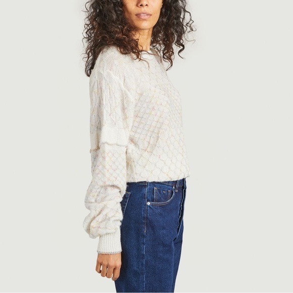SEE BY CHLOE Iza Women’s Sweater Size S NWT Multicolor White Crew Neck Oversized